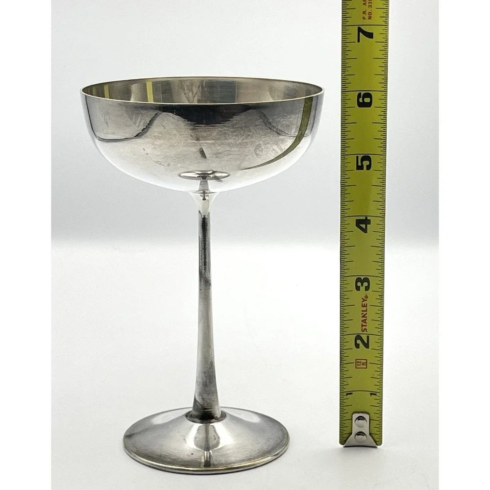 Vintage E.P. Zeller Italy Silver Plated Champagne Coupe Sherbet Goblet 6
